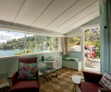 A quaint, retro bach near Picton makes holidays easy for this young family