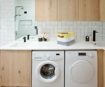 This laundry room brings stylish flair to a usually stale space
