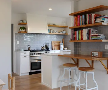 This kitchen renovation balances modern design with character features