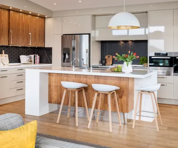 A modern kitchen renovation with mid century style