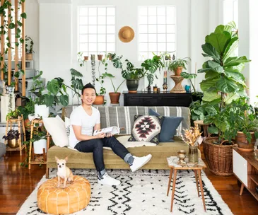 This converted historic building is brimming with indoor plants