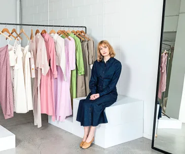 A simple interior is the perfect backdrop for this colourful fashion line