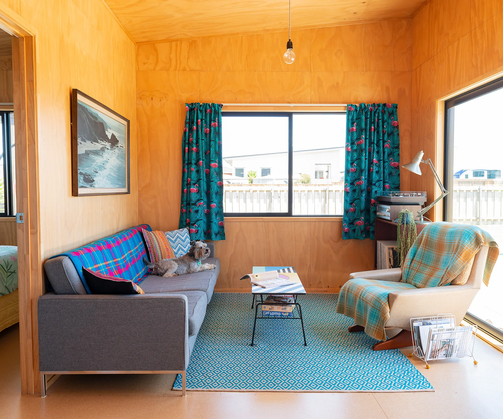 Mangawhai bach plywood walls