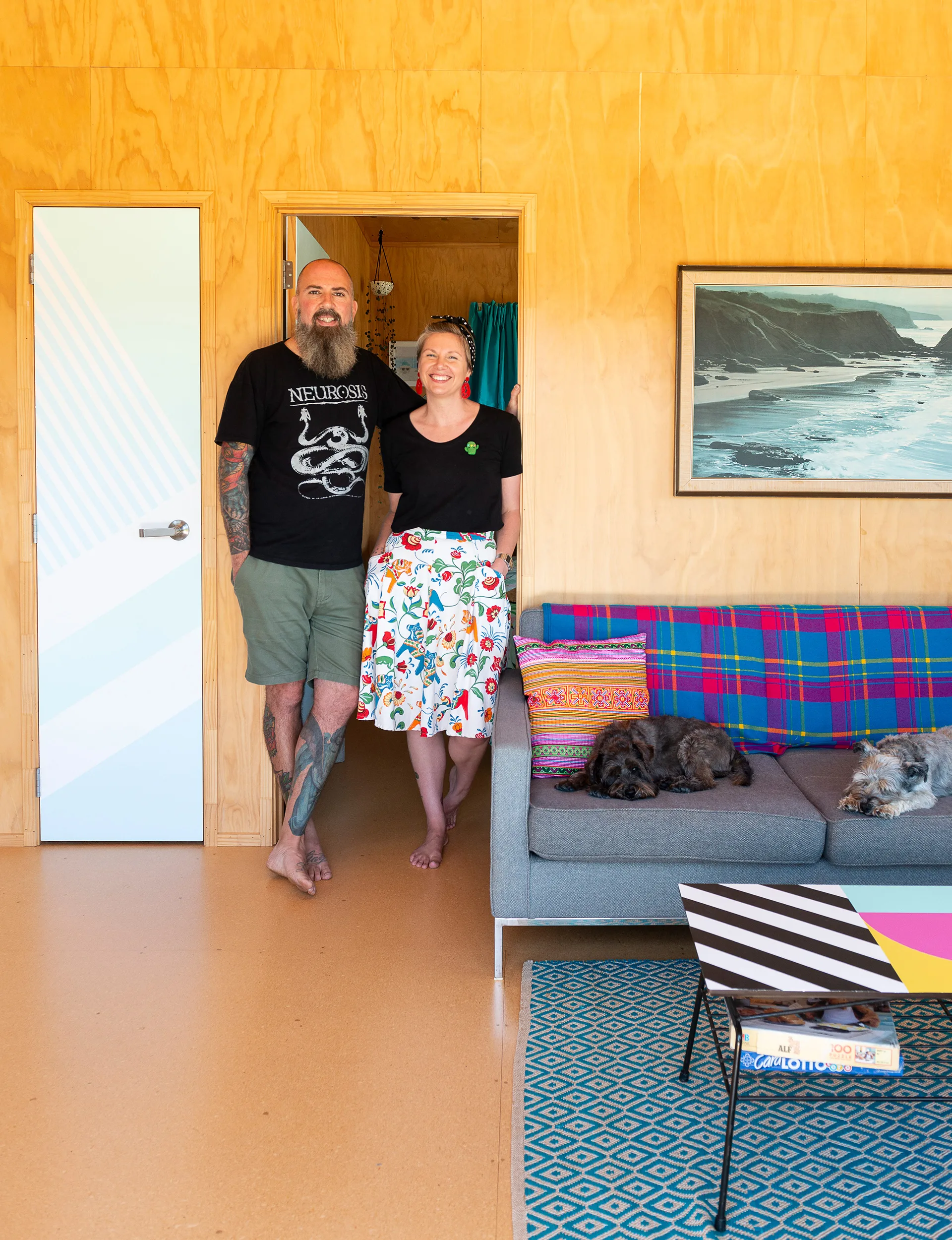 Mangawhai bach plywood walls
