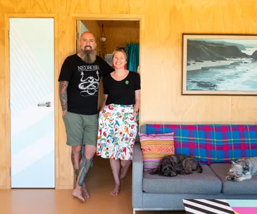 This plywood-lined Mangawhai bach is packed with art and unique finds