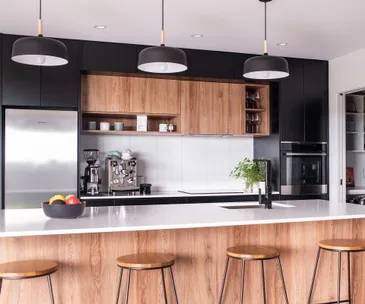 This black and white kitchen was designed for entertaining in style