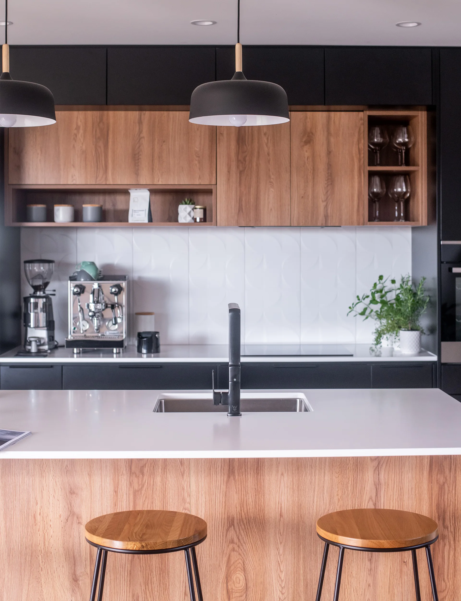 Kitchen awards finalist, black and white kitchen