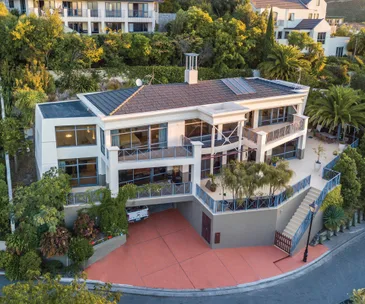 This expansive multi-level home in Christchurch offers hill-top views