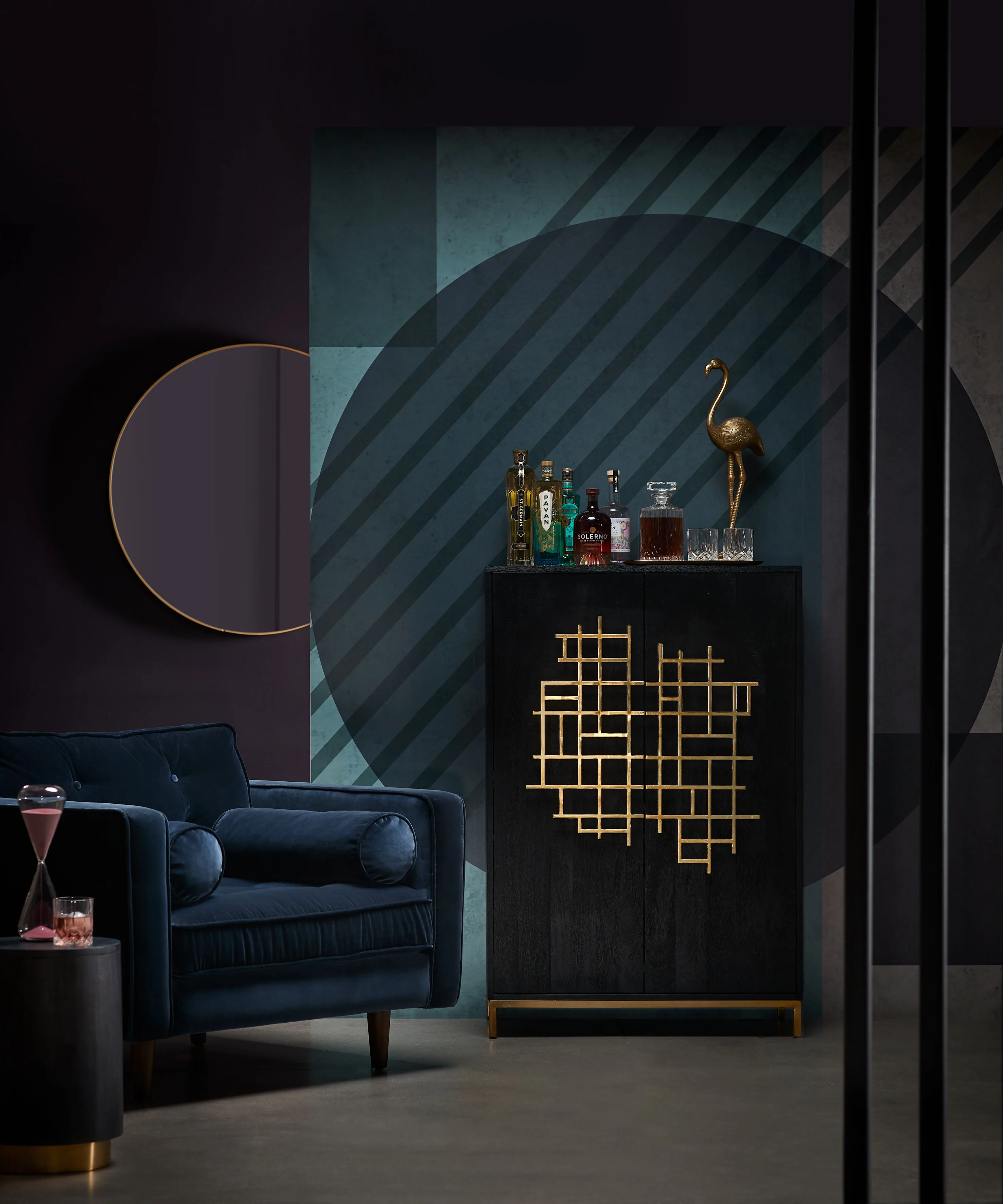 Blue and gold bar cart, Freedom Furniture autumn