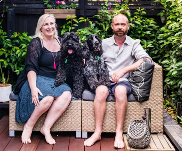 Inside a Christchurch townhouse with the most stylish tiny blue bathroom