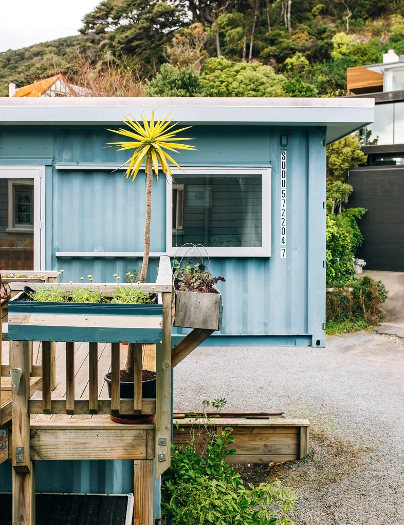 The front of the shipping container home