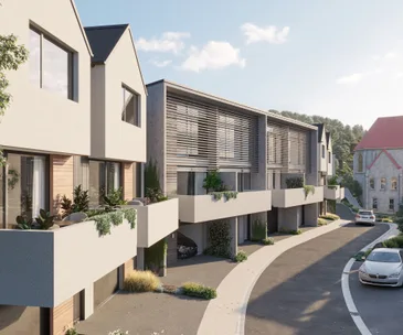 This Island Bay development offers elegant, considered townhouse living
