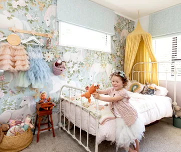 Whimsical wallpaper is the perfect finishing touch in these two kid’s rooms