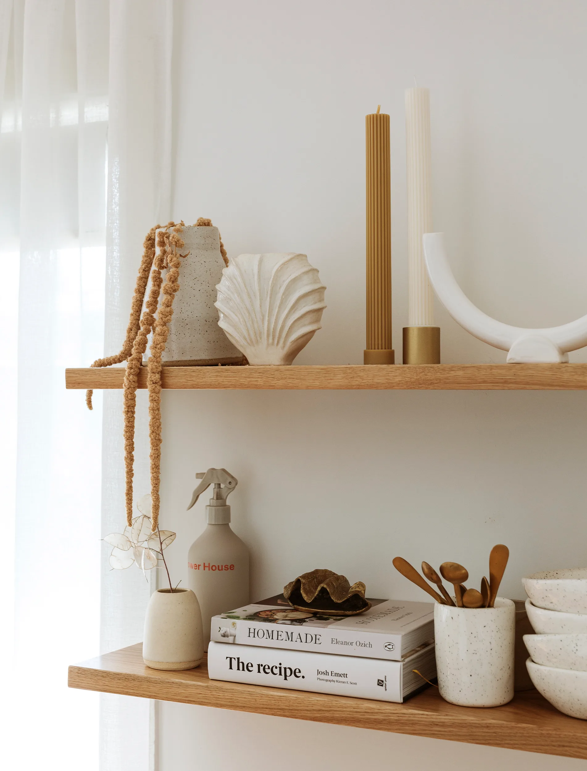 50s home renovation, open shelving