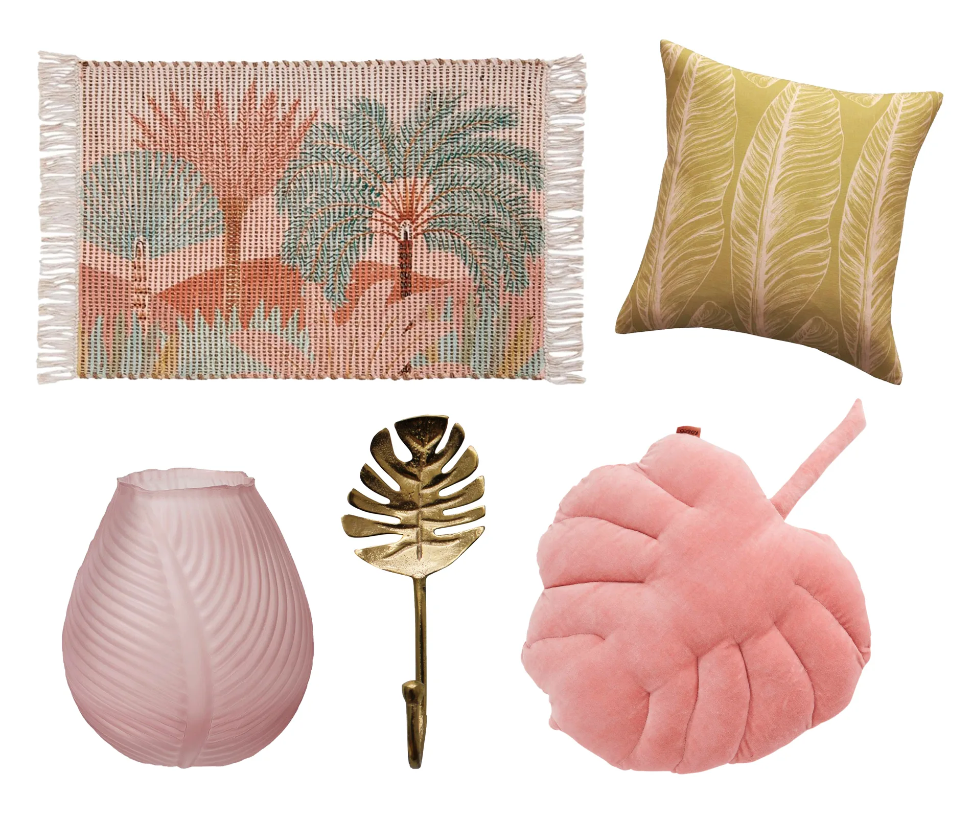 pink and green foliage-inspired homewares