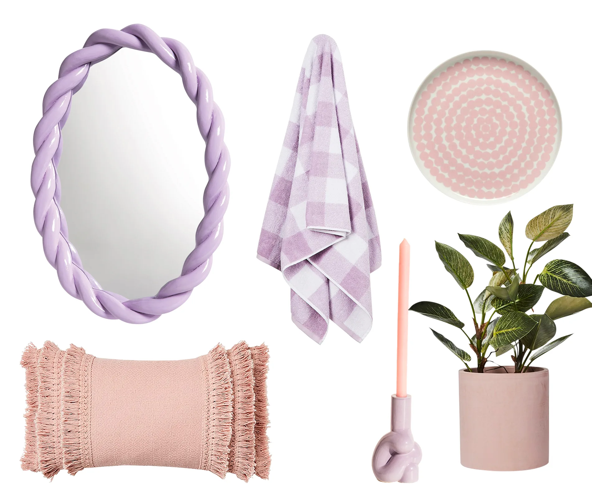 pink and lilac pastel homewares
