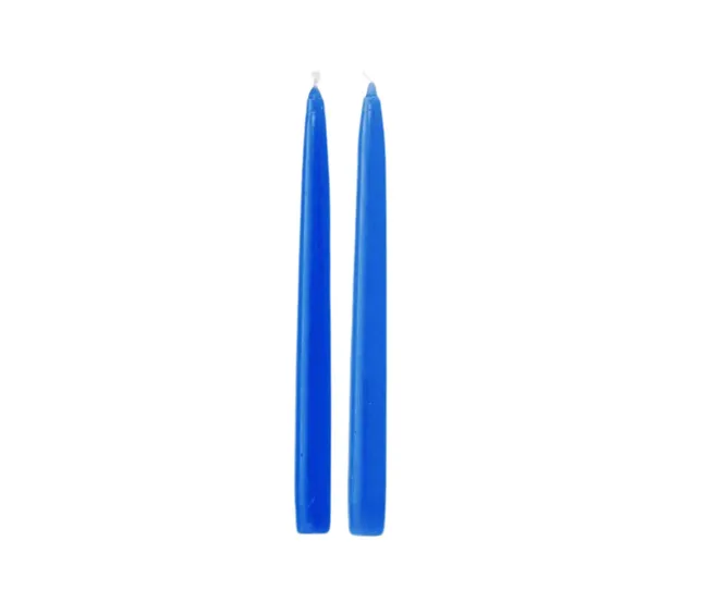 Two tall blue candles