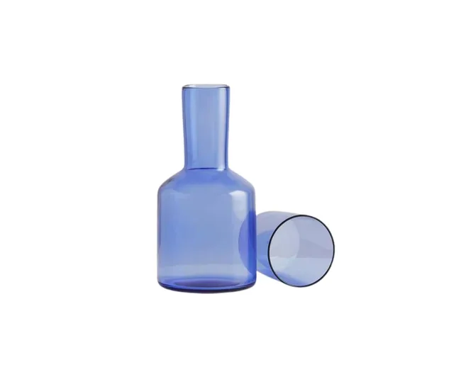 Light blue carafe used as home decor