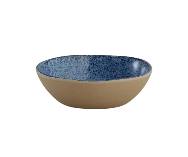 Bowl with blue inside and brown on the outside