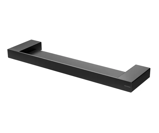 Black, rectangular towel rail with a modern, minimalist design.