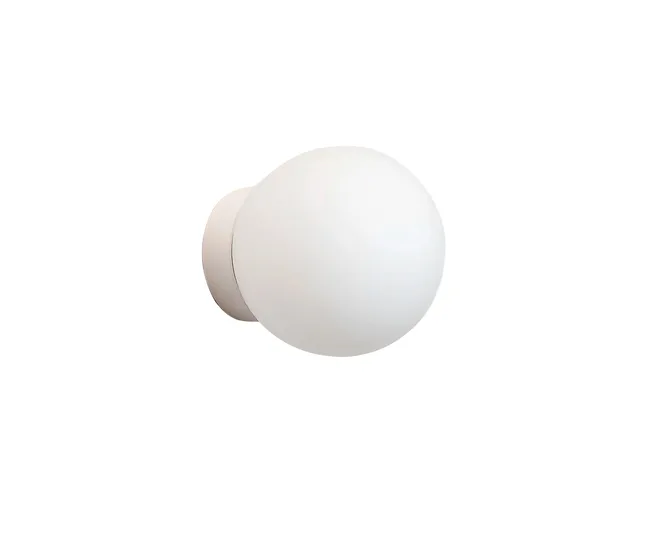 White spherical wall lamp on a white background.