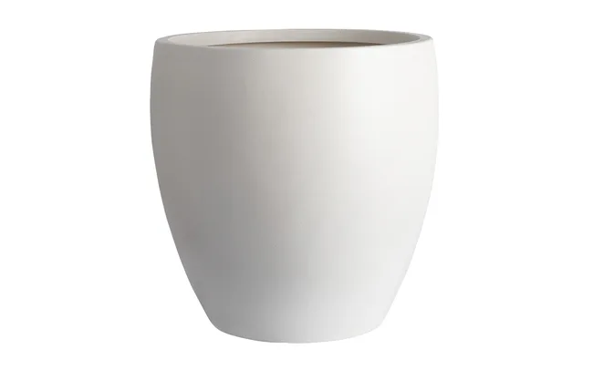 Tall, white ceramic planter with a smooth, rounded design.