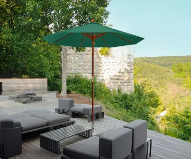 Green outdoor umbrella