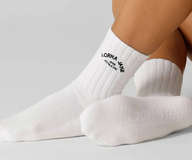 white Lorna Jane crew socks