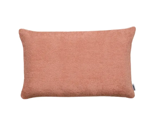 Rust-colored rectangular cushion pillow on white background.