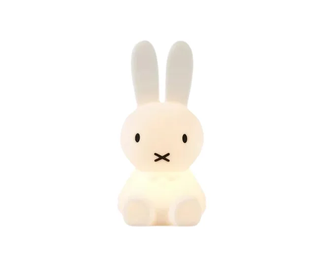 A white bunny rabbit night light ised as nursery decor