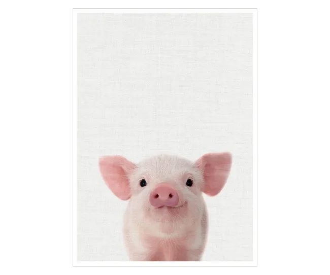 A nursery decor art print of a piglet