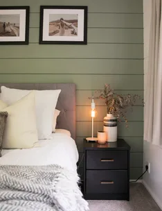 Bedroom with green wall