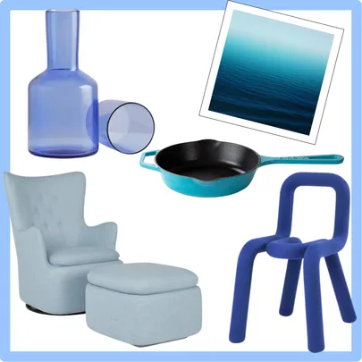 A range of blue home decor