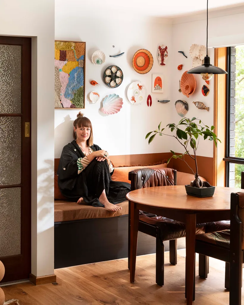 Home owner Miriam McWilliam sitting in her Japanese-style home