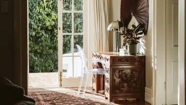 A desk-like unit in the hallway of the New Plymouth home