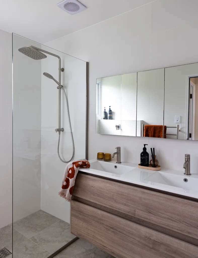 The renovated bathroom done by the Pearsons