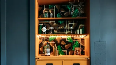 Old cupboard upcycled into a bar