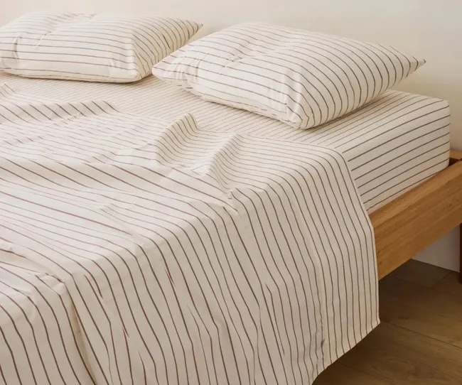 Striped cotton bed sheets