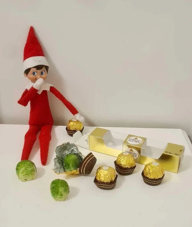 Elf on the Shelf replacing chocolates with Brussels sprouts