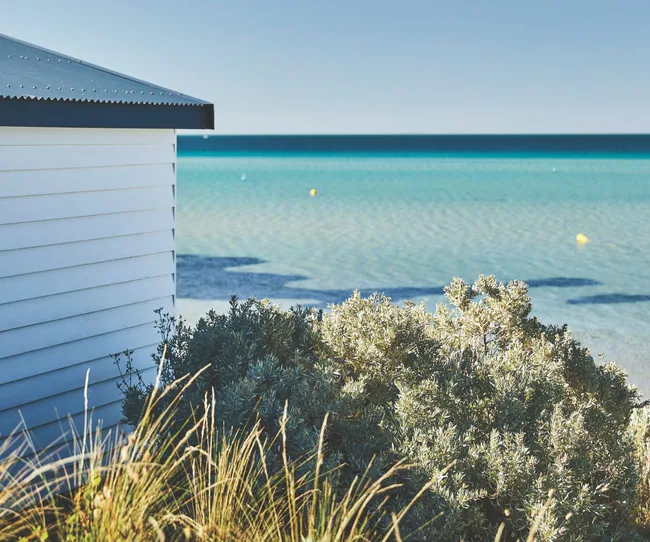 The view from the renovated beach cabin