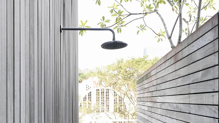 An outdoor shower
