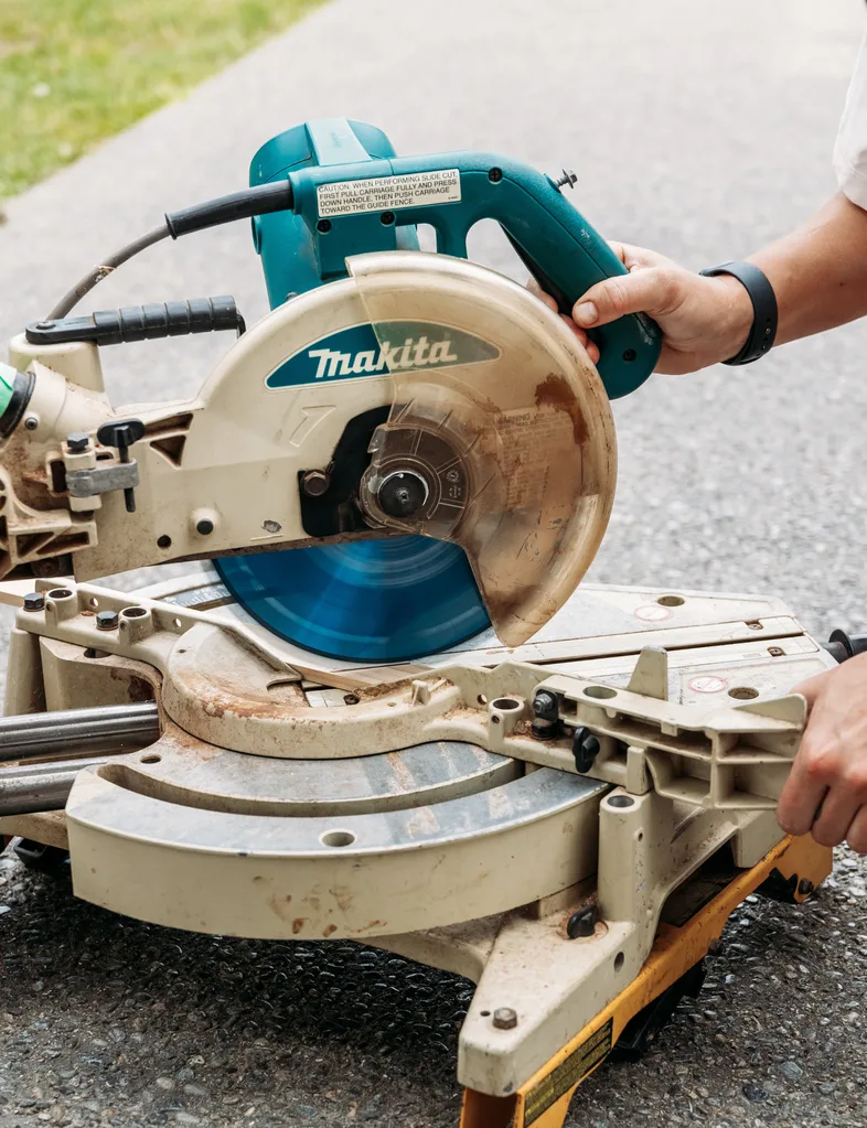 Cut timber to add trims to old interior door