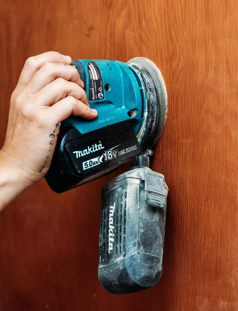 Lightly sand the old interior door