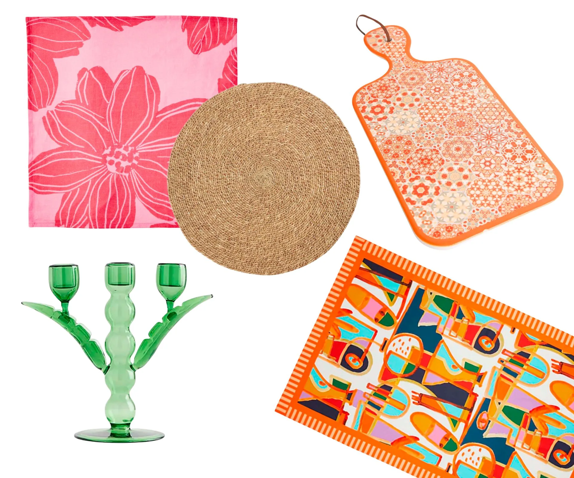 five colourful products that create a Palm Springs table setting