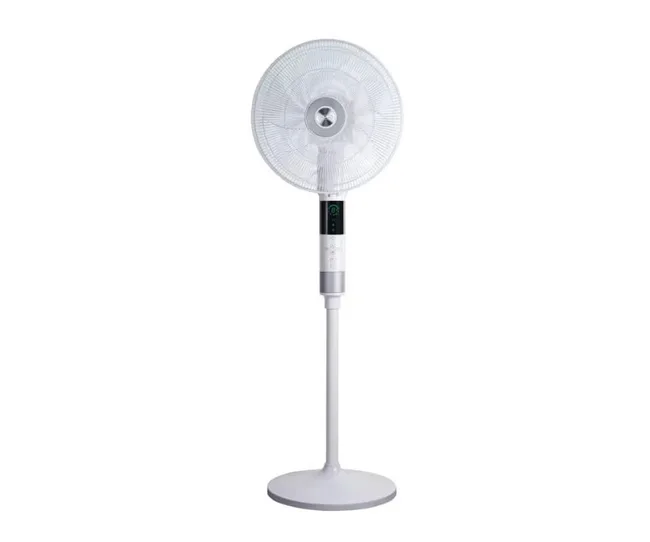 White Pedestal Fan against a white background