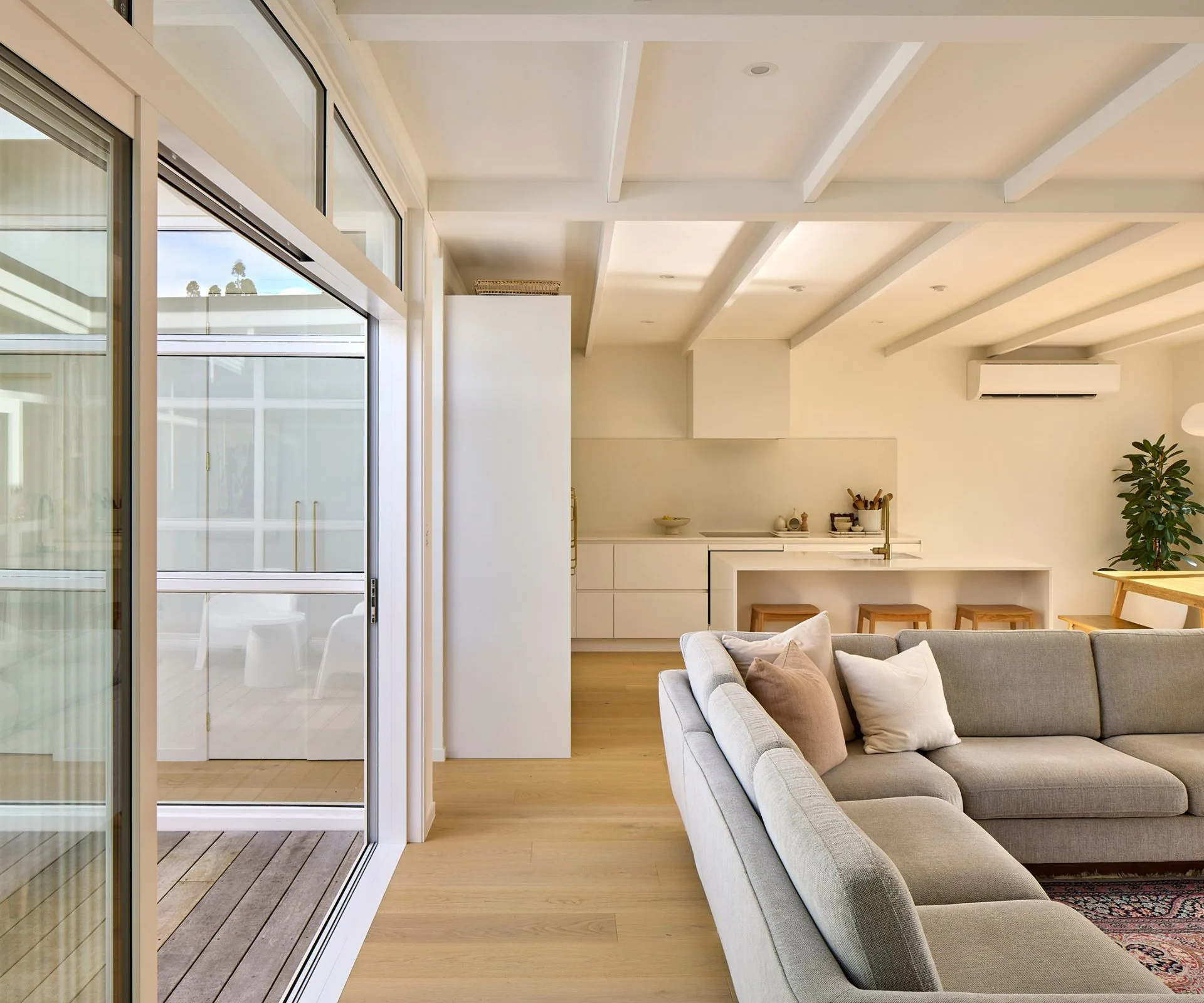 Sliding doors from the living room allows for easy indoor-outdoor flow