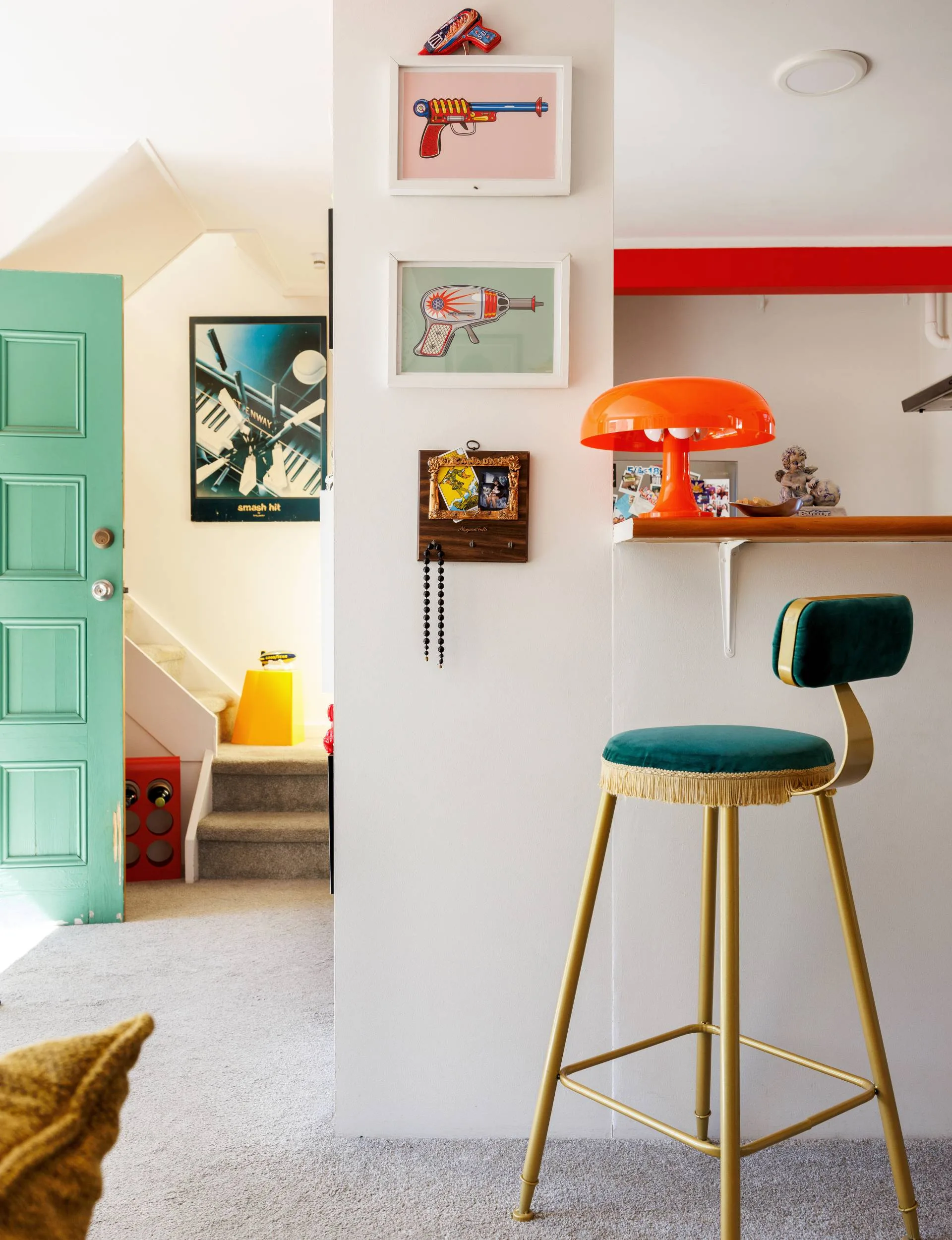 The front entryway of the 1970s townhouse