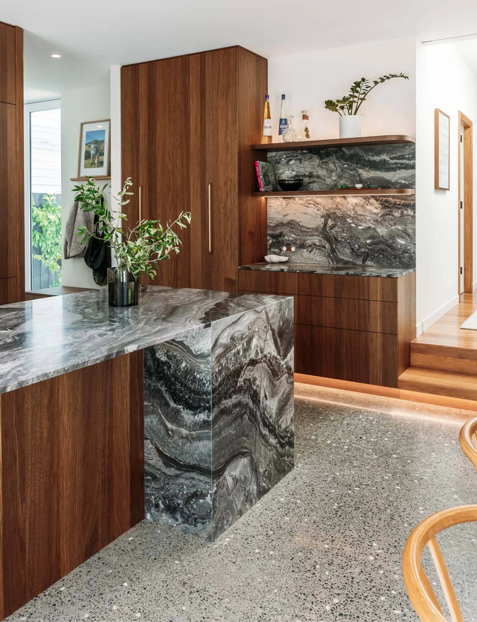 The renovated kitchen in the Wellington home