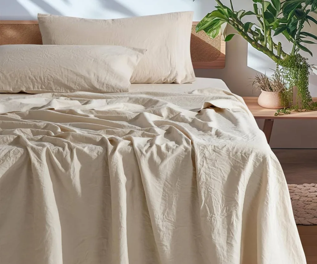 Natural colour linen bed sheets