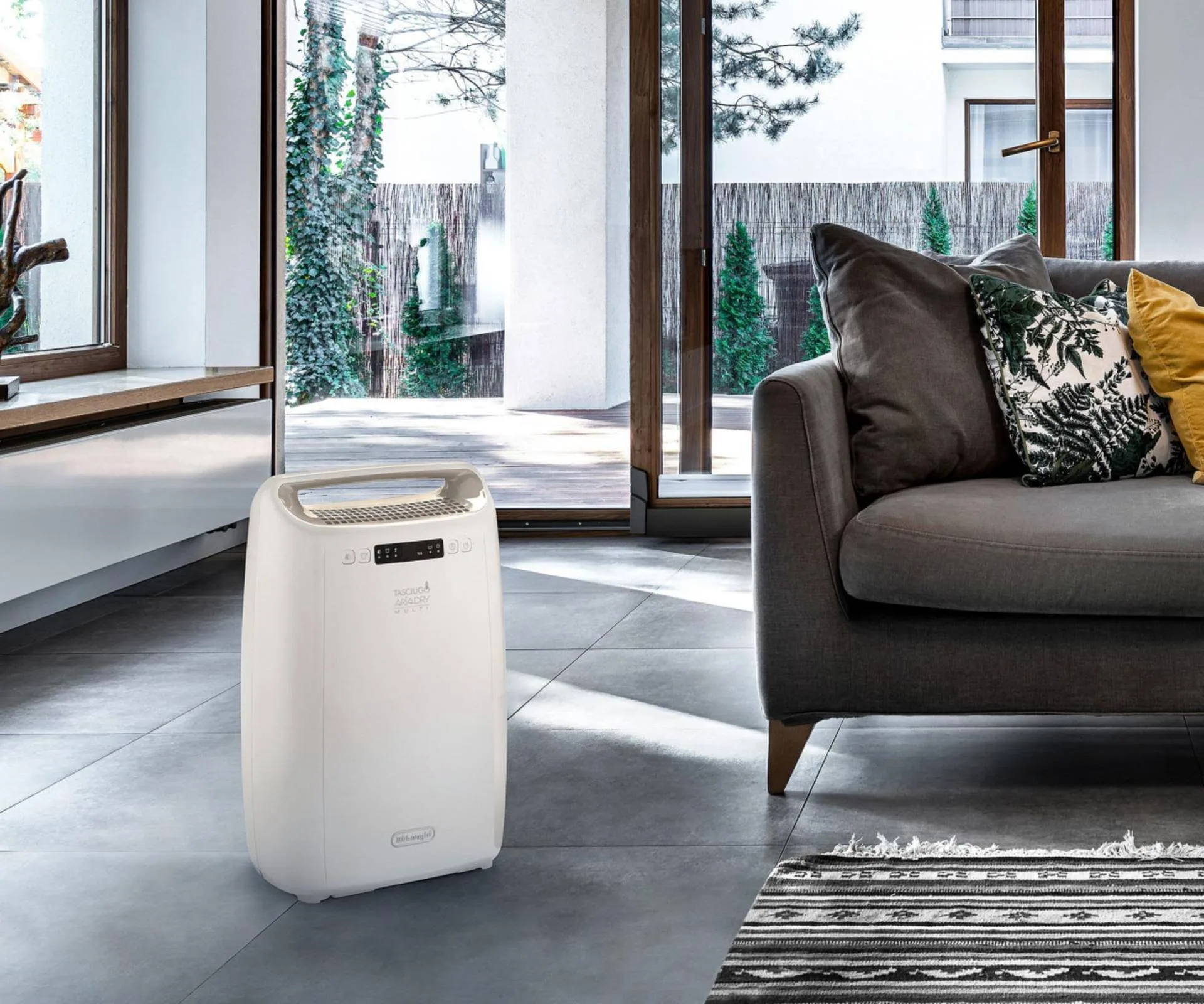 De'Longhi dehumidifier in living room